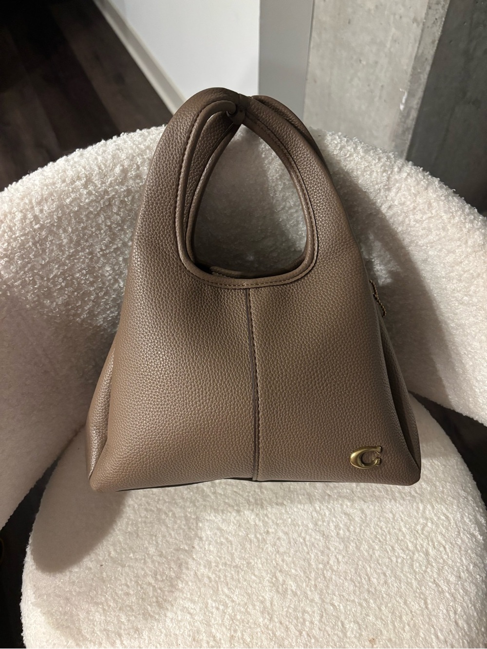 Coach Taupe Pebbled Leather Top-Handle Women's Bag